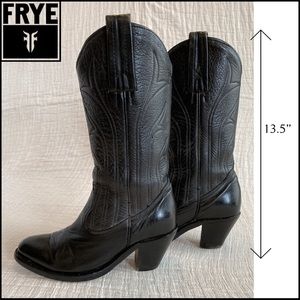 Vintage Frye Black Cowboy Boots, Western, sz 6.5 - Gently worn!